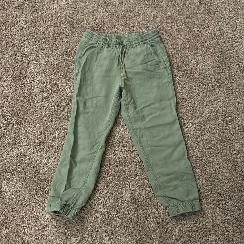 Green J. Crew linen joggers size 2